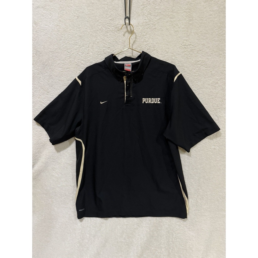 Purdue Boilermakers Shirt Mens Large Black Polo Nike Team FitDry College Univ